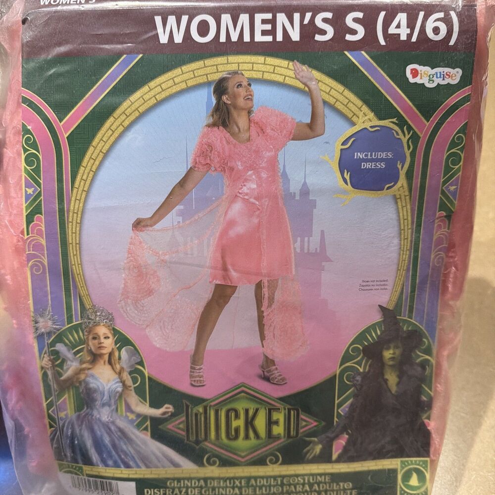 Glinda Good Witch Pink Dress Wicked Dress Up Halloween Costume Women Small 4/6